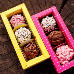 favor-chocolate-boxes 12 Handmade Rakhi chocolate box with Rakhi thread and almonds