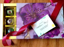 Luxury chocolate box with 12 assorted truffles and personalized note card