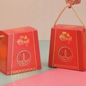 Premium Red Deepawali Gift Box | Nuts, Tea, Gourmet Sweets & Personalised Card